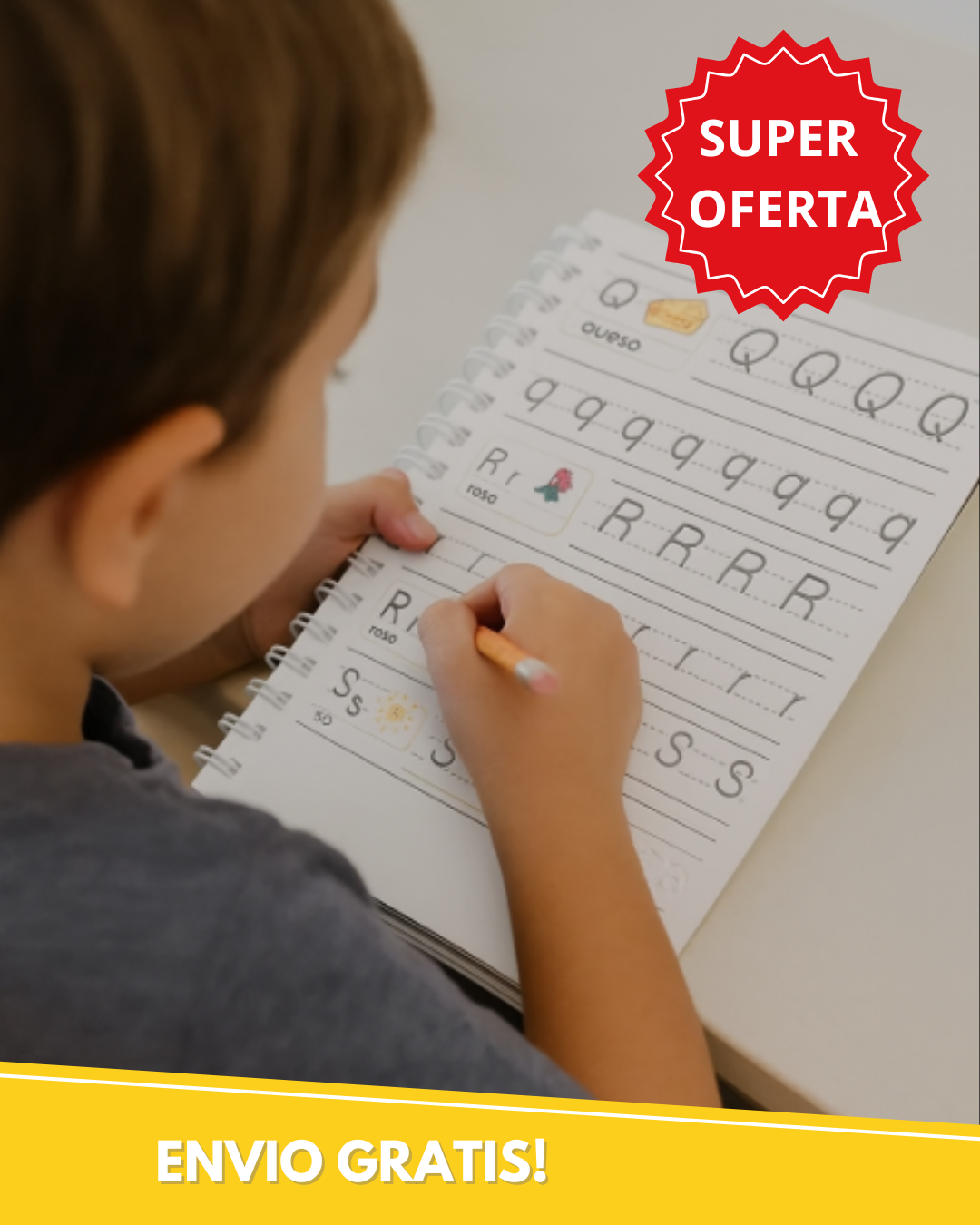 SUPER OFERTA! | Montessori - Set de 4 Libros de Caligrafía Reutilizables con Tinta Mágica para Niños