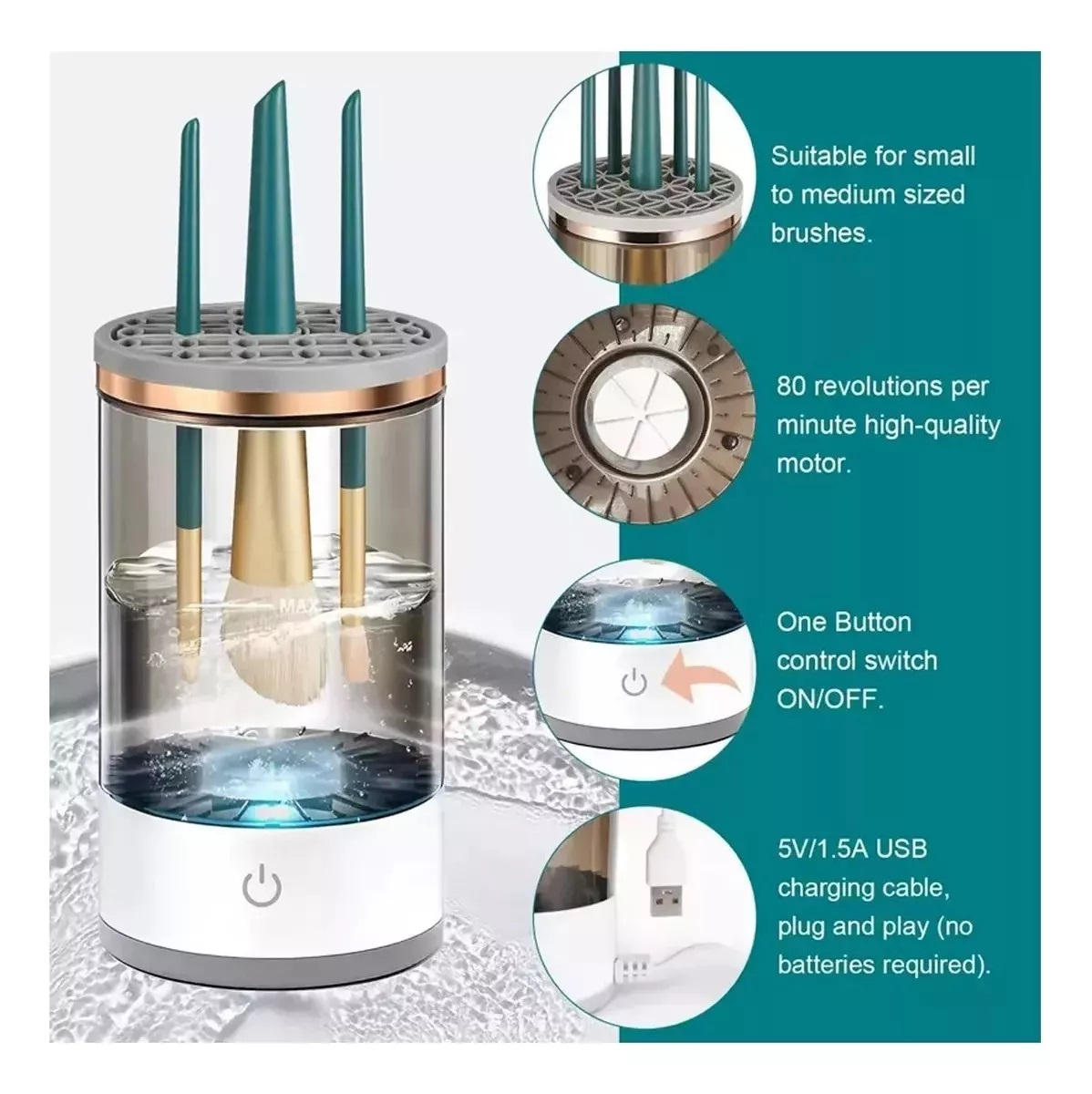 🧽 Limpiador Eléctrico Brochas Maquillaje™ | Limpieza profunda para tu belleza